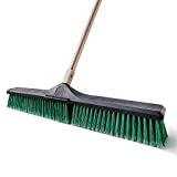 Eyliden 24' Heavy Duty Push Broom, Large Outdoor Stiff Sweeping Brooms with 62' Enhanced Steel Long Handle, Multi-Surface Floor Scrub Brush for Garage Garden Yard Patio Deck (Green, 24inch)