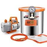 BACOENG 3 Gallon 4.5 CFM Tempered Glass Lid Vacuum Degassing Chamer and Pump Kit, Perfect for Stabilizing Wood, Degassing Silicones, Epoxies and Essential Oils