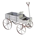 Wooden Country Planter Wagon with 2 Planting Sections - Gray