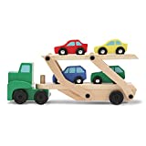 Melissa & Doug Car Carrier Truck and Cars Wooden Toy Set With 1 Truck and 4 Cars