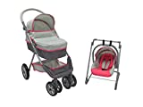 KOOKAMUNGA KIDS Convertible Doll Stroller Set | 6 Toys in 1 | Converts Into Reversible Baby Doll Carriage, Stroller, Bassinet, Rocker, Swing, Highchair, and Doll Car Seat