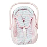 ADORA Baby Doll Car Seat - Pink Car Seat Carrier, Fits Dolls Up to 20 inches, Stripe Hearts Design, Multicolor