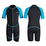 Kids Wetsuit, 2mm Neoprene Thermal Swimsuit Toddlers Boys Front Zipper Keep Warm Diving Surfing Swim Lessons (Boys, 3)