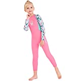 Kids Girls Boys Wetsuit Full Body Neoprene Thermal Swimsuit 2.5MM for Toddler Youth Children Teen, Long Sleeve Child Scuba Diving Surf Suit One Piece Sun Protection for Water Sports (Girl Pink, L)