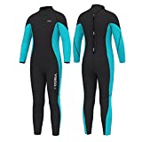 Hevto Wetsuits Kids and Youth 3mm Neoprene Full Suits Long Sleeve Surfing Swimming Swimsuits for Water Sports (KL1-Blue1, 16)