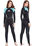 XUKER Wetsuits Women Men Youth 2mm Neoprene Wet Suits for Women in Cold Water Full Body Dive Suit for Diving Snorkeling Surfing Swimming Canoeing (Women's Black/Aquamarine, Women's Large)
