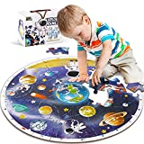 iPlay, iLearn Kids Puzzle Ages 4-8, Wooden Solar System Floor Puzzles Ages 3-5, Large Round Space Planets Jigsaw Puzzle Toys, Educational Learning Gifts for 6 7 8 Year Old Toddlers Boys Girls Children