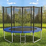 AOTOB 8 FT Trampoline Safety Enclosure Net Combo Bounce Jump for Kids Outdoor with Spring Pad Waterproof Jump Mat & Ladder