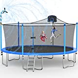 Tatub 16FT Tram-poline for Kids Recreational Tram-polines with Safety Enclosure Net Basketball Hoop and Ladder, Outdoor Backyard Bounce for 6-8 Children and Adults