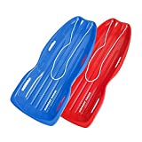 Slippery Racer Downhill Xtreme Flexible Adults and Kids Plastic Toboggan Snow Sled for Up To 2 Riders with Pull Rope, Blue/Red (2 Pack)