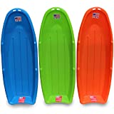 Flexible Flyer Lightning Snow Sleds for Kids & Adults. Plastic Toboggan Sand Slider 48” 3-Pack, blue/green/orange (648-3PK)