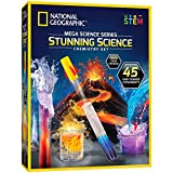 NATIONAL GEOGRAPHIC Stunning Chemistry Set - Mega Science Kit with Over 15 Easy Experiments, Make a Volcano, Launch a Rocket, Create Fizzy Reactions, & More, STEM Toy, an Amazon Exclusive Science Kit