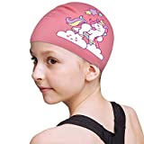 Funown Kids Swim Caps for Kids, Children, Boys and Girls Aged 2-8, Baby Waterproof Bathing Caps for Long and Short Hair (Pink)