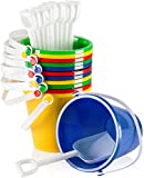 Top Race 5' Inch Beach Pails Sand Buckets and Sand Shovels Set for Kids 6 Pack | Beach and Sand Toys at The Beach | Use for Sand Molds at The Sandbox (Pack of 6)