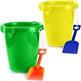 4E's Novelty Sand Buckets and Shovels for Kids - 7' Large Beach Bucket [2 Pack] Beach Toys for Kids 3-10