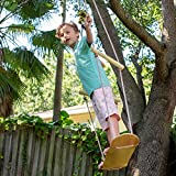 JumpTastic Wood Tree Swing Seat, Hanging Tree Skateboard Swing with Tree Strap and Carabinerfor Kids