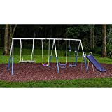 XDP Surf N Swingin' Plus+ Multiple Swing Backyard Metal Playground Swing and Slide Set for Kids with 5 Play Stations and LED Light Up Swing, Blue