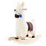 labebe - Baby Rocking Horse Wooden, Plush Stuffed Rocking Animals White, Kid Ride on Toys for 1-3 Years Old, Llama Rocking Horse for Girl&Boy, Toddler/Infant Rocker for Nursery, Kid Riding Toys/Horse