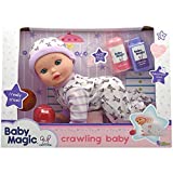 Baby Magic Crawling Baby (3493), 10” Plastic Body Baby Doll, Baby crawls and coos and Accessories. Age 2+
