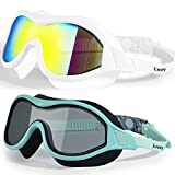 Keary 2 Pack Swimming Goggles Anti-fog Swim goggles for Adult Men Women Youth, UV Protection No-Leak Mirror Big Frame Clear Swim Goggles Pool Water Glasses Swim Mask, Underwater Goggles for Swimming