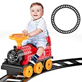 Lucky Doug Ride On Train with Track Toy for Kids, Ride On Toy Electric Train with Light Sound for Toddlers Boys Girls Christmas Gifts 2-5 Years Olds