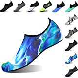 L-RUN Womens Water Shoes Barefoot Skin Aqua Sock for Swim Beach Yoga Blue M(W:6.5-7.5)=EU37-38