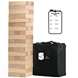 Medium Tower Yard Outdoor Games Wooden Stacking Games for Adults and Family Lawn Games - Includes Rules and Carrying Bag-54 Pcs Premium Wood