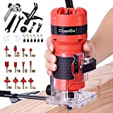 CtopoGo Compact Wood Palm Router Tool Hand Edge Trimmer WoodWorking Joiner Cutting Palmming Tool 30000R/MIN 800W 110V with 12PCS 1/4' Router Bits