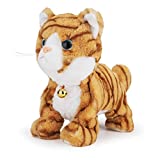 Interactive Electronic Plush Toy - Animated Sound Control Electronic Pet Robot Cat Kitten Toys Gifts for Boys & Girls Kids Birthday Christmas(LED Eyes) (Yellow)
