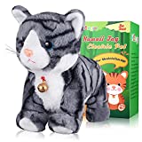 Pattern Gray Robotic Cat Toy for Kids Toy Cats That Move and Meow Purrs Touch Control Kitten Toys Animated Toy Cats Realistic Kitty Toys Kitten Robot Toy for Kids Halloween Birthday H:12'