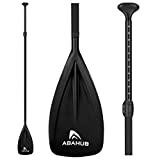 Abahub 3-Piece SUP Paddles, Lightweight Stand-up Paddle Oars for Paddleboard, Adjustable Aluminum Alloy PU Coated Shaft 68' - 84', Black Plastic Nylon Blade
