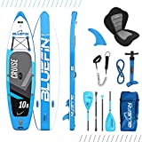 Bluefin Cruise SUP Package UK Design | Stand Up Inflatable Paddle Board | 6” Thick | Fibreglass Paddle | Kayak Conversion Kit | All Accessories | 5Year Warranty | Multiple Sizes: Kids, 10’8, 12’, 15’