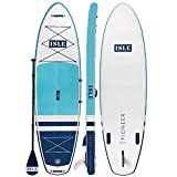 ISLE Pioneer Inflatable Stand Up Paddleboard & iSUP Bundle Accessories & Backpack — Wide Stance, Durable, Lightweight — 285 lbs Capacity (Teal Blue, 10'6' x 34' x 6')