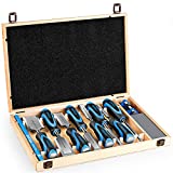 OnYolk Wood Chisel Set, 12-Piece Chisel Set with 8-Piece CR-V Wood Chisel, 1 pc Honing Guide, 1pc Sharpening Stone and 2 pc Carpenter Pencils, Wooden Solid Case for Carpentry Woodworking, Carving