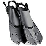 CAPAS Snorkel Fins, Swim Fins Travel Size Short Adjustable for Snorkeling Diving Adult Men Women Kids Open Heel Swimming Flippers