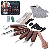 Wood Carving Tools Set,Detail Wood Knife,Hook Carving Knife Kit for Beginners,Trimming Knife for Spoon Bowl Cup Pumpkin Woodwork, Chip Carving Knife Kit,Square Handle Design（6pcs）
