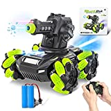 RC Tank Shooting Water Bullets 2.4Ghz Remote Control Car Toys Monster Truck with LED Light Realistic Sounds & Music Rear Fog Stream 2 Rechargeable Batteries Birthday Gifts for Kids Boys Girls