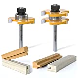 FivePears 2 Pieces of Tongue and Groove Router Bits Set with 1/4' Shank,3 Teeth T Shape Wood Milling Cutter Woodworking Tool