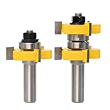 Yakamoz 1/2 Inch Shank Adjustable Tongue and Groove Router Bit Set 1-1/2' Stock Woodworking Cutting Milling Tools