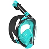 W WSTOO Snorkel Mask with Latest Dry Top Breathing System,Fold 180 Degree Panoramic View Full Face Snorkel Mask Anti-Fog Anti-Leak with Camera Mount,Snorkeling Gear for Adults
