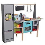 KidKraft Alexa-Enabled 2-in-1 Wooden Kitchen & Market with Lights and Sounds, Interactive Foods and Games Plus 105 Accessories, Gift for Ages 3+, Amazon Exclusive