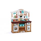 Step2 Fun with Friends Kitchen | Large Plastic Play Kitchen with Realistic Lights & Sounds | Brown Kids Kitchen Playset & 45-Pc Kitchen Accessories Set