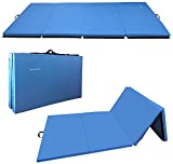 BalanceFrom GoGym All-Purpose 4'x10'x2 Inch Extra Thick High Density Anti-Tear Gymnastics Gym Folding Exercise Aerobics Mats (Blue)