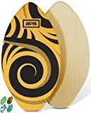 BPS ‘Koru’ 30' Skimboards with Colored EVA Grip Pad and High Gloss Clear Coat | Wooden Skim Board with Grip Pad for Kids and Adults | Orange with Black Accent
