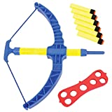 ArtCreativity Blue Super Bow and Arrow Shooter Set - Comes in Blister Card Packaging - Includes Air-Powered Bow, Barrel, Six Soft Darts, Instructions and Cut-Out Dartboard - Sports Toy