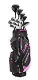 Aspire PRO-X Ladies Womens Complete Right Handed Golf Clubs Set Includes Titanium F Driver, 3 Fairway Wood, 4-5 Hybrids, 7-SW Irons, Putter, Cart Bag, 4 H/C's (Petite Size -1', Right Hand)