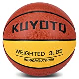 KUYOTQ 3lbs Weighted Basketball Composite Indoor Outdoor Heavy Trainer Basketball for Improving Ball Handling Dribbling Passing and Rebounding Skill | deflated, Size 7