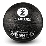 ZO ATHLETICS Weighted Basketball - Workout Included on The 3lb Heavy Basketball for Training and Dribbling Drills - Gift Ideas for Teen Boys and Girls﻿ (Original Black)