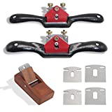 boeray 2pcs Adjustable SpokeShave with Flat Base, 6pcs Metal Blade and 1pcs Portable Woodworking Planes Wood Working Hand Tool Perfect for Wood Craft, Wood Craver, Wood Working