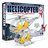 3 Bees & Me Fun STEM Toy Building Kit | Metal Helicopter Erector Set for Boys and Girls Age 8 Years Old and Up | Educational Birthday for Junior Engineers | Kids Building Projects